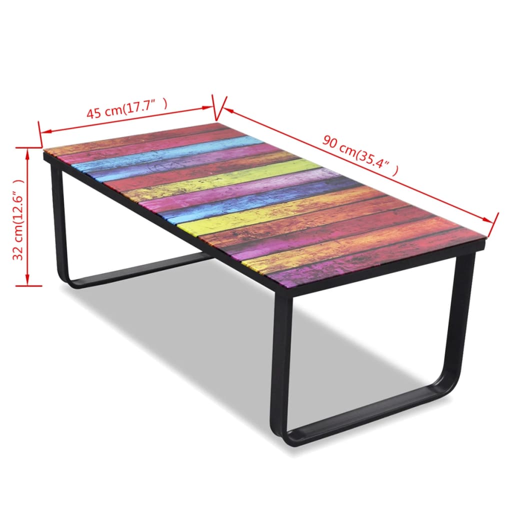 Table basse avec impression d'arc-en-ciel Dessus en verre - XIOS