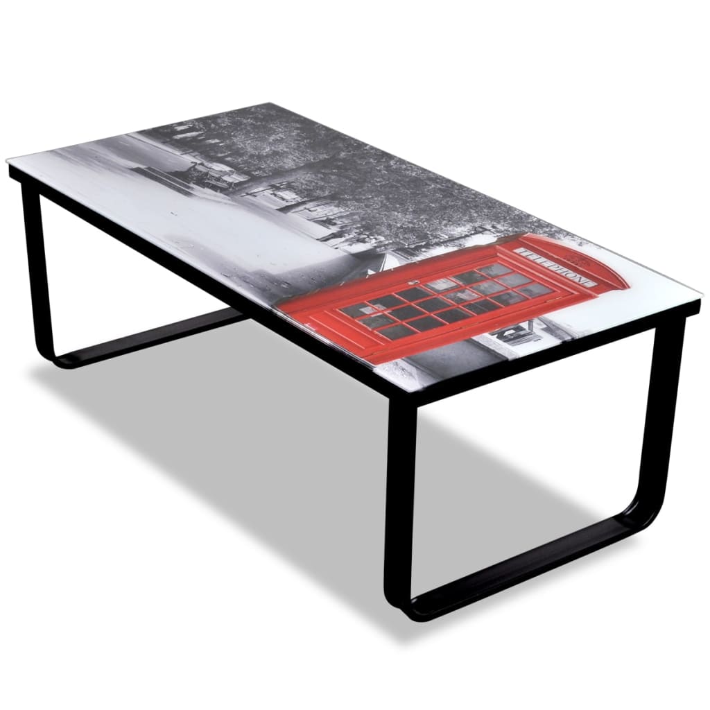 Table basse avec impression de cabine téléphonique Dessus verre - XIOS
