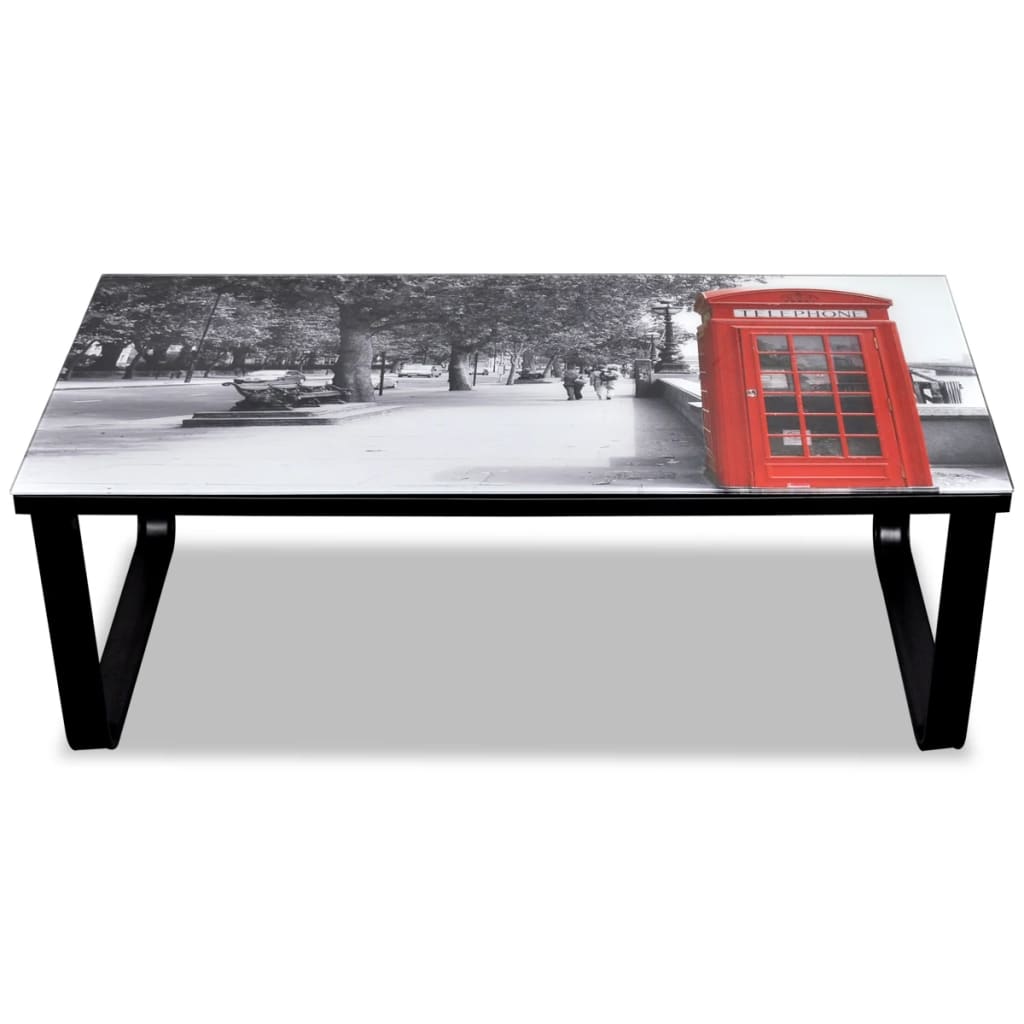 Table basse avec impression de cabine téléphonique Dessus verre - XIOS