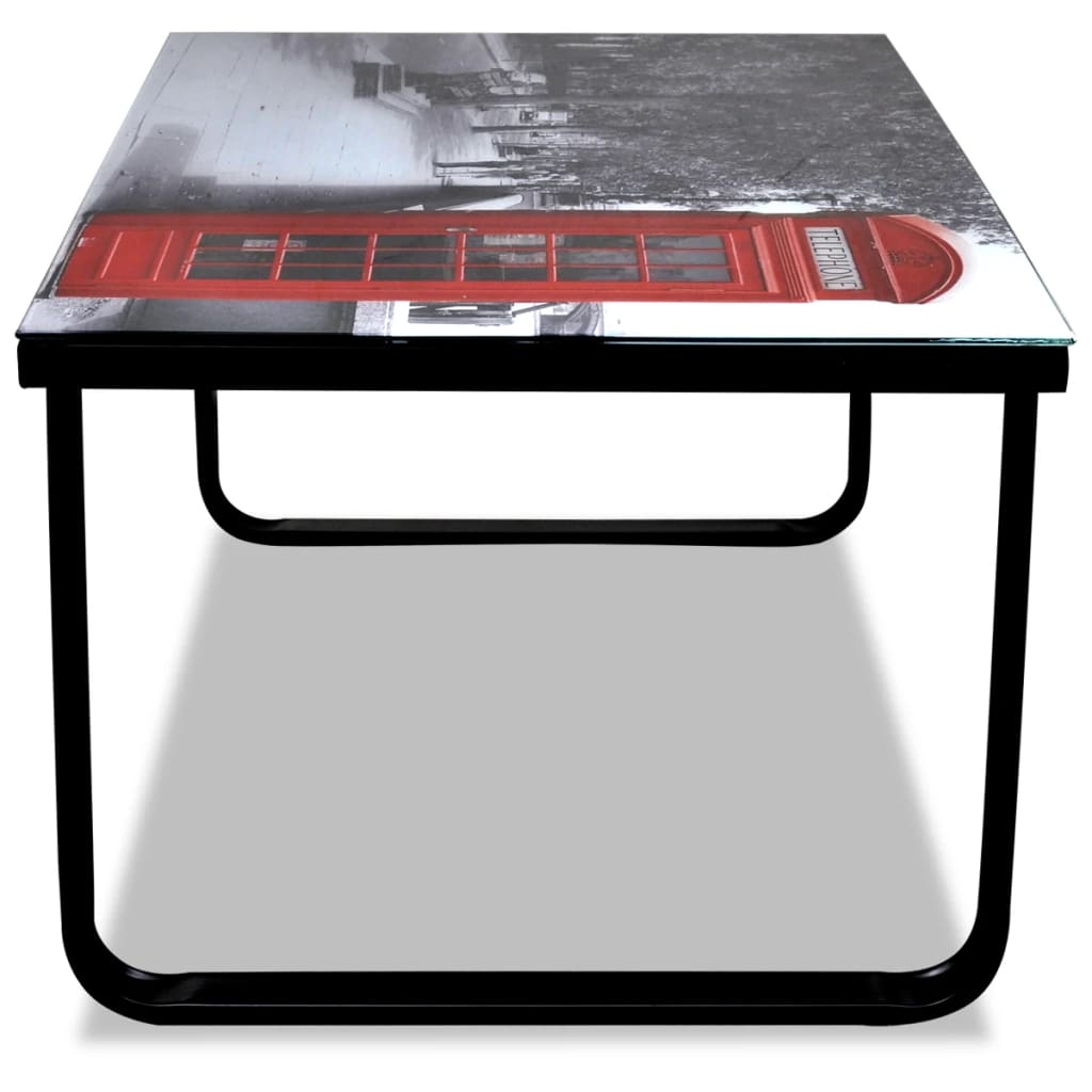 Table basse avec impression de cabine téléphonique Dessus verre - XIOS
