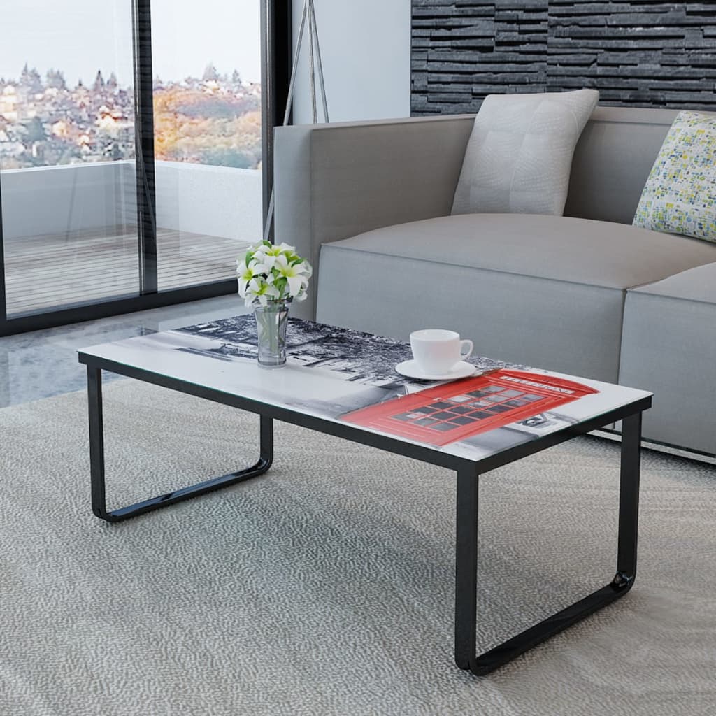 Table basse avec impression de cabine téléphonique Dessus verre - XIOS