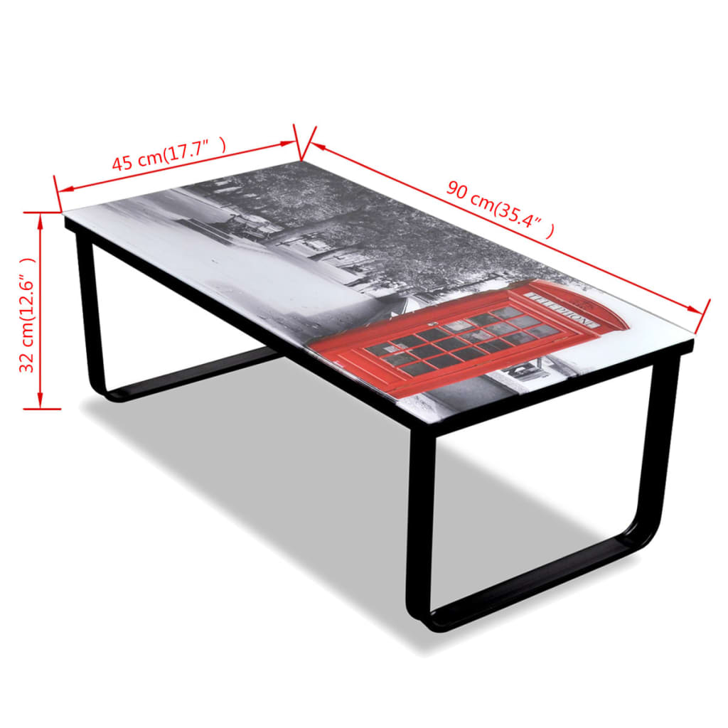 Table basse avec impression de cabine téléphonique Dessus verre - XIOS