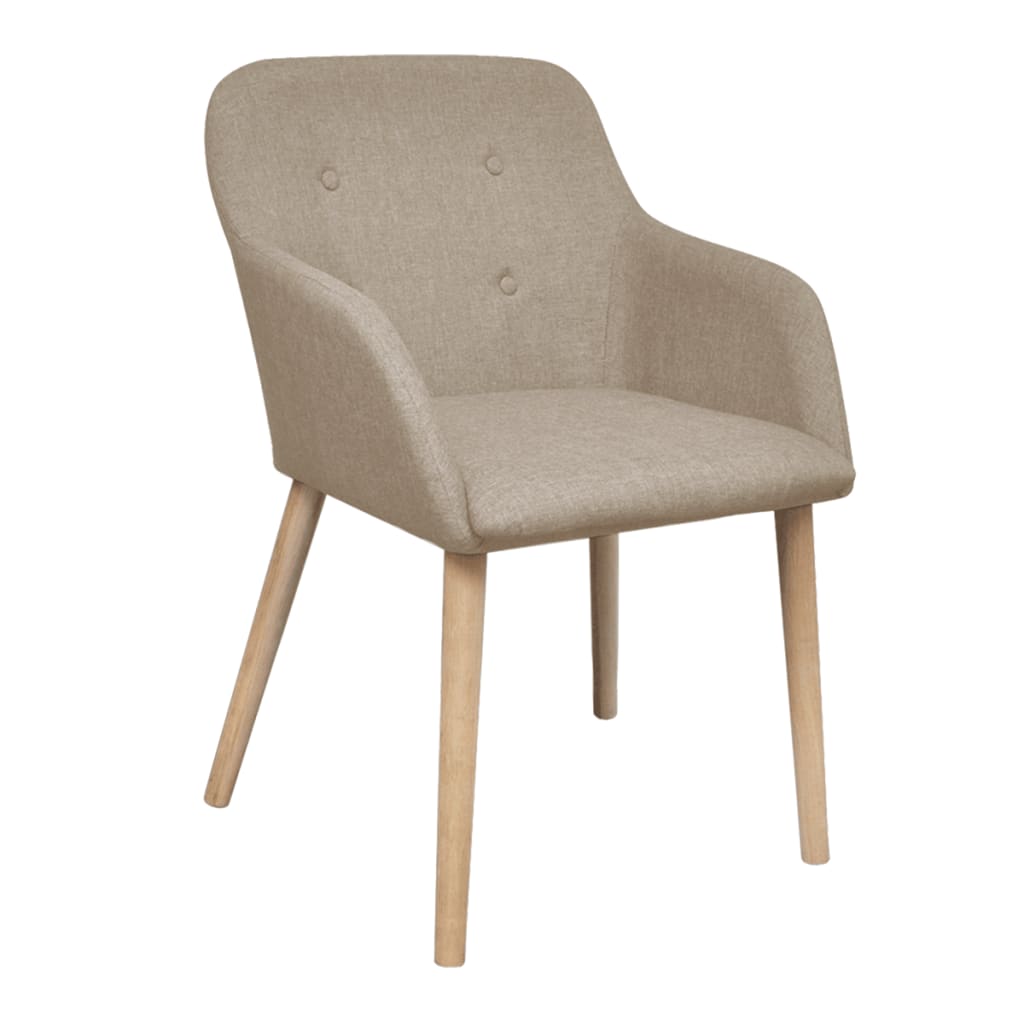 Chaises à manger lot de 6 beige tissu et chêne massif - XIOS