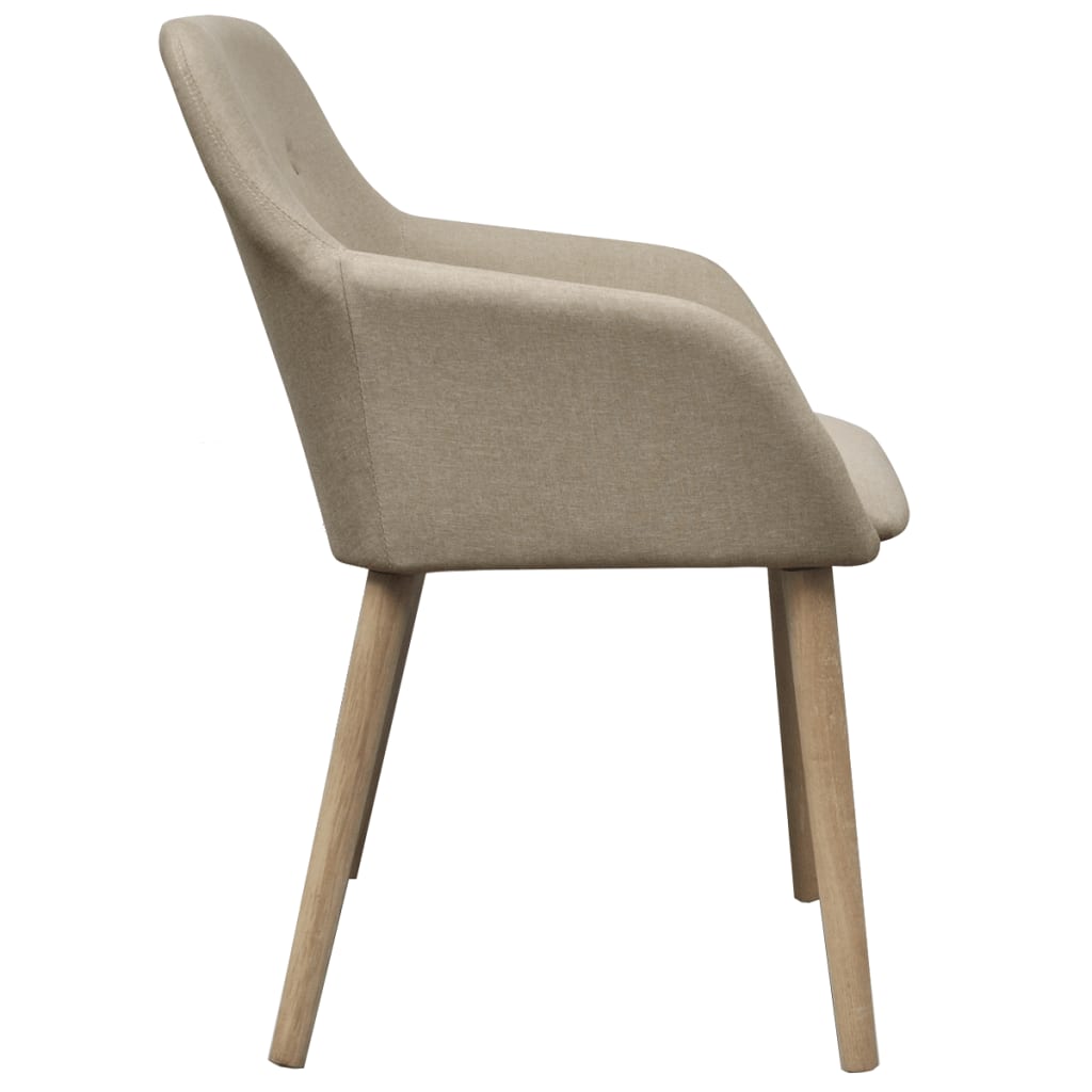 Chaises à manger lot de 6 beige tissu et chêne massif - XIOS
