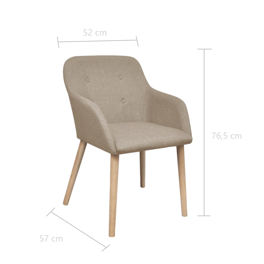 Chaises à manger lot de 6 beige tissu et chêne massif - XIOS