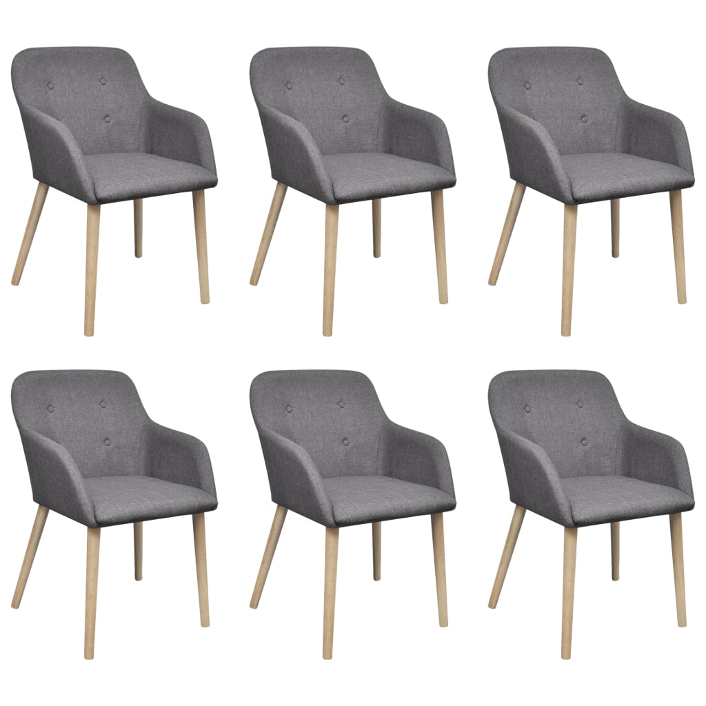 Chaises à manger lot de 6 gris clair tissu et chêne massif - XIOS