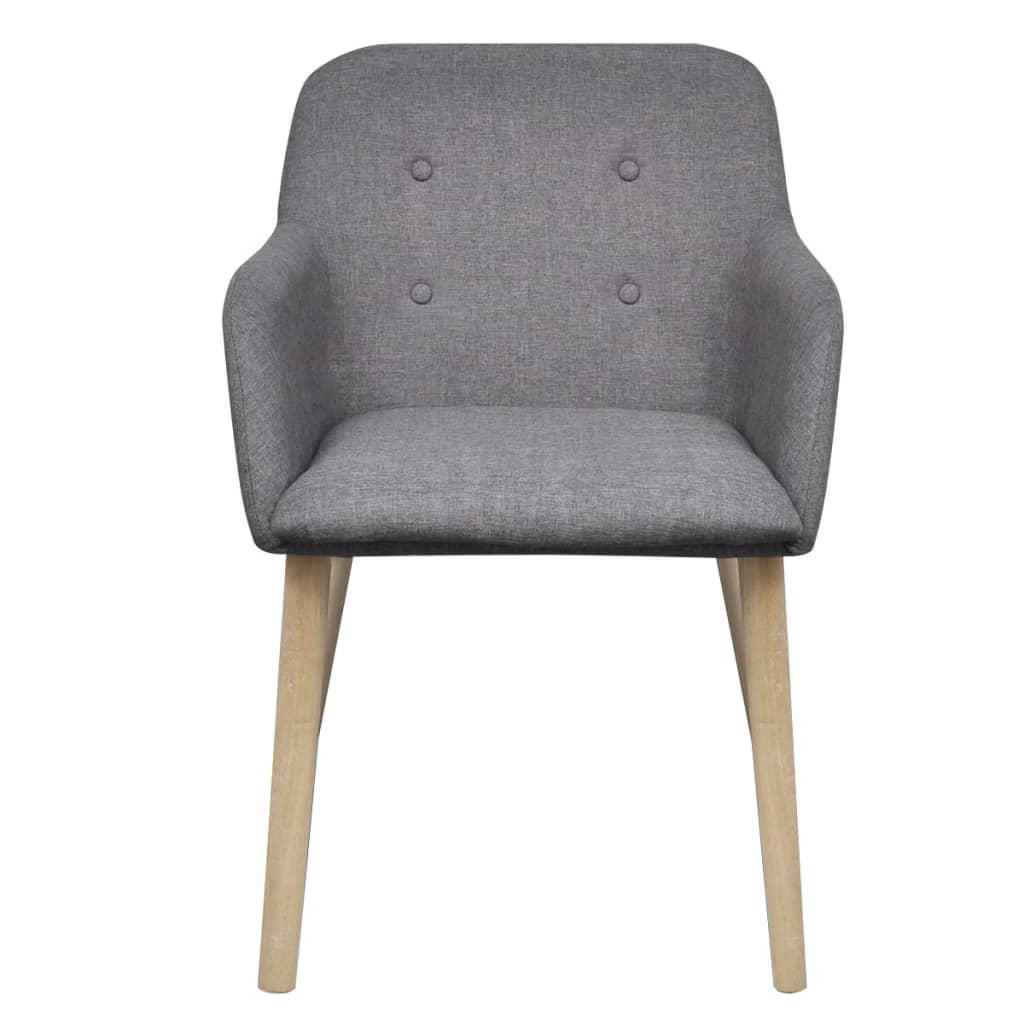 Chaises à manger lot de 6 gris clair tissu et chêne massif - XIOS