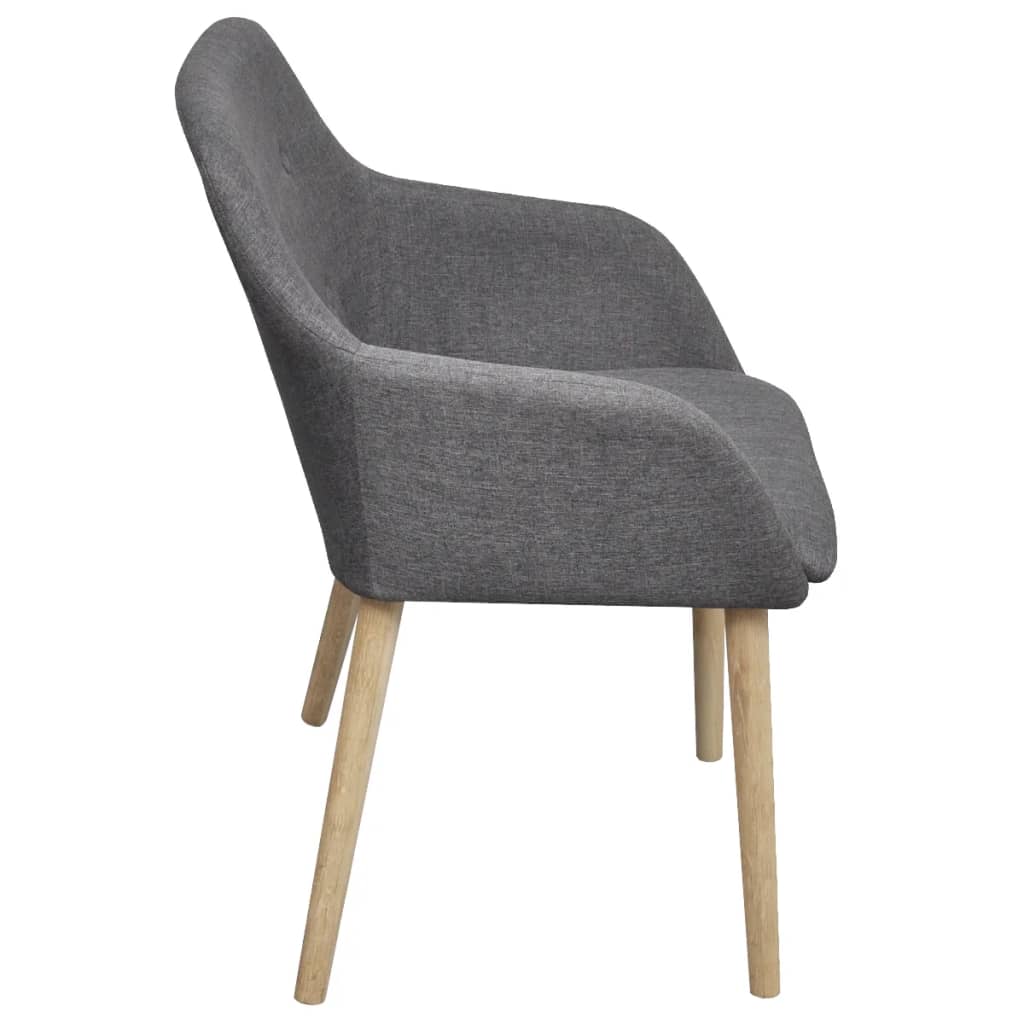 Chaises à manger lot de 6 gris clair tissu et chêne massif - XIOS