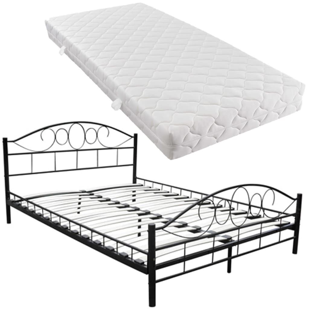 Lit avec matelas Noir Métal 180 x 200 cm - XIOS