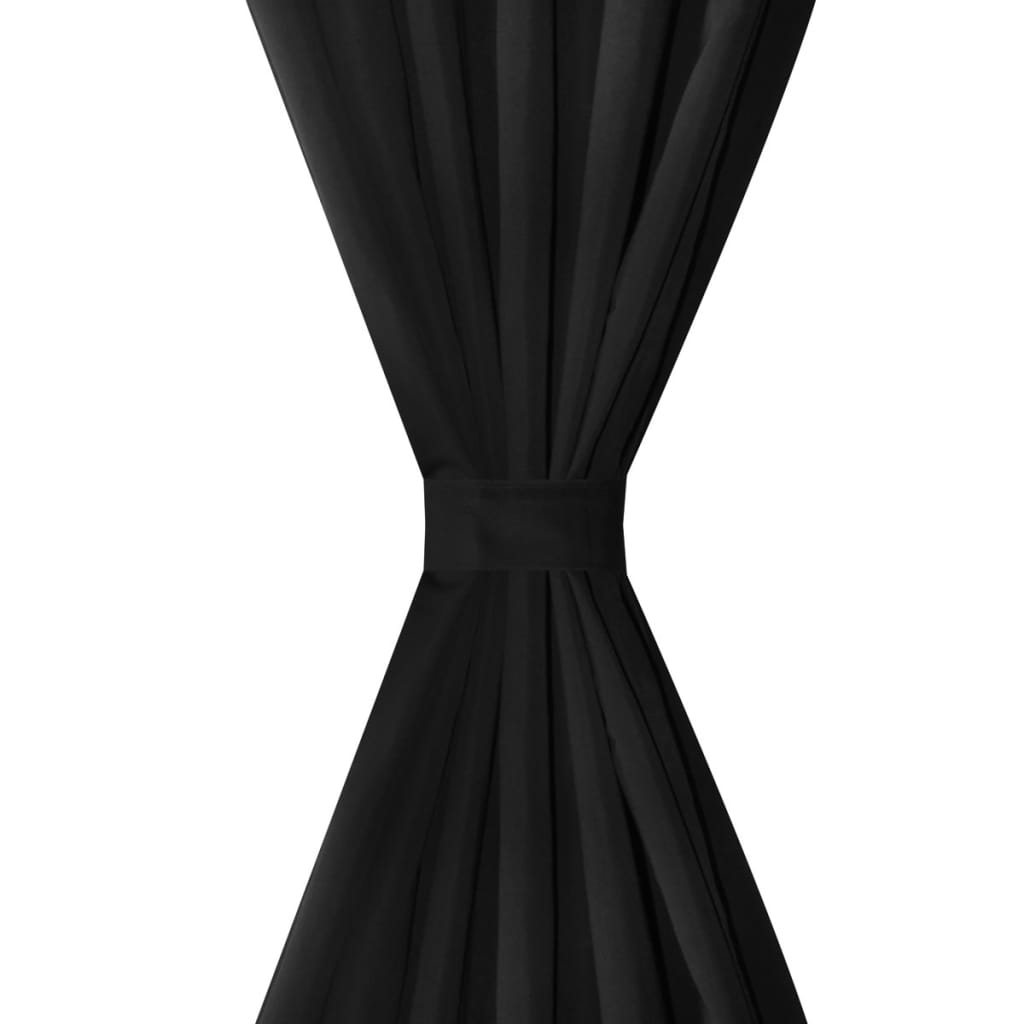 2 pcs Rideau à Passant Micro Satin Noir 140 x 175 cm Rideaux vidaXL