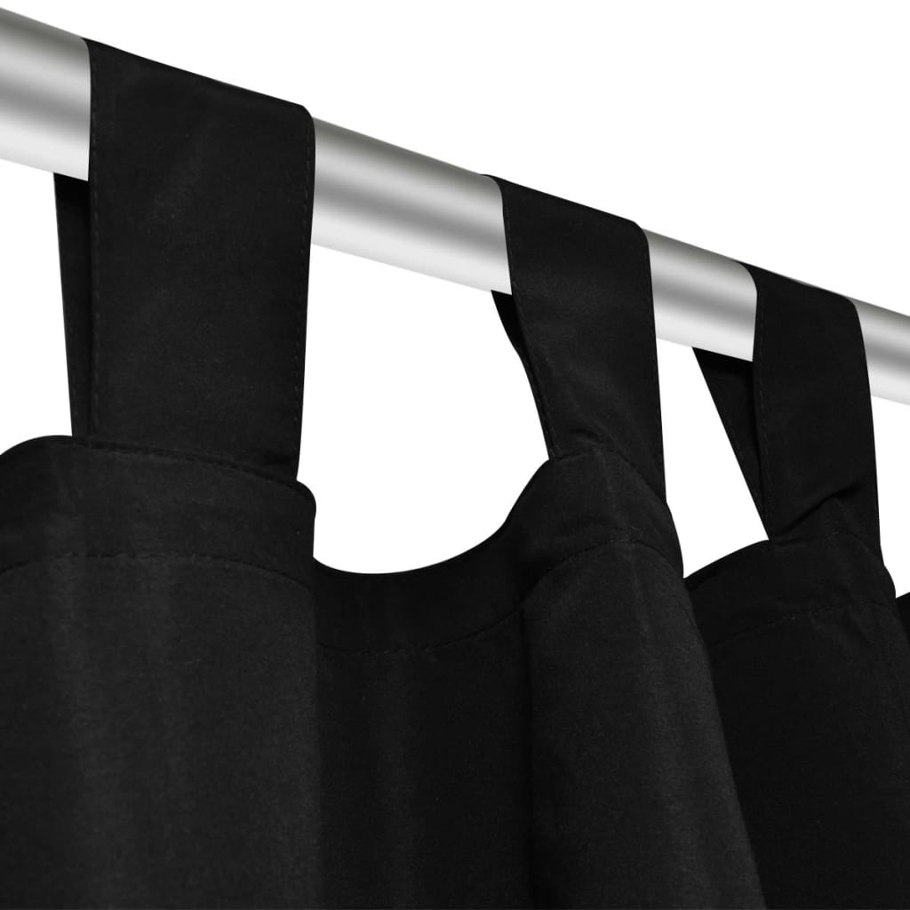 2 pcs Rideau à Passant Micro Satin Noir 140 x 175 cm Rideaux vidaXL