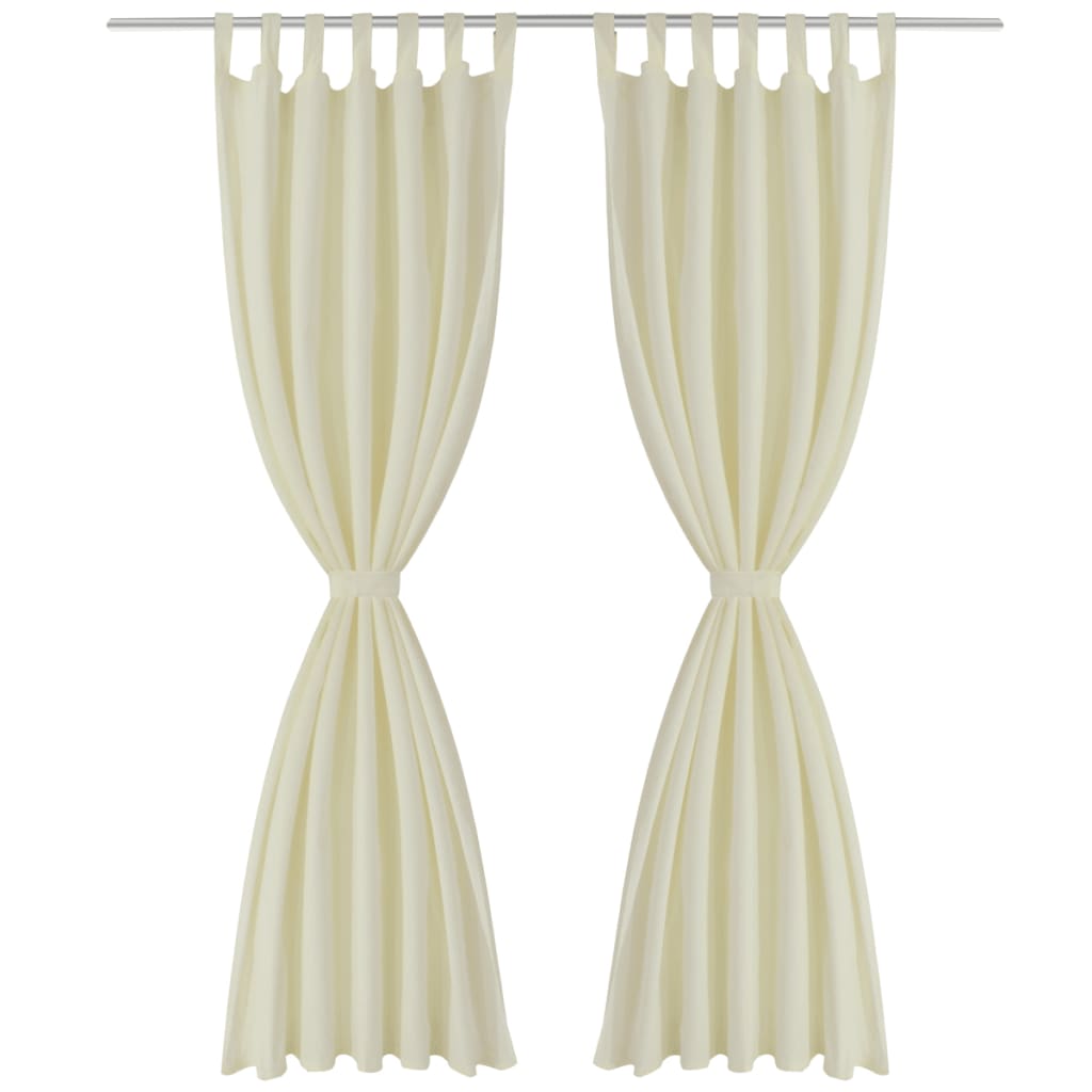 2 pcs Rideau à Passant Micro Satin Crème 140 x 225 cm Rideaux vidaXL