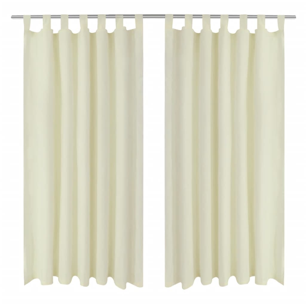 2 pcs Rideau à Passant Micro Satin Crème 140 x 245 cm Rideaux vidaXL
