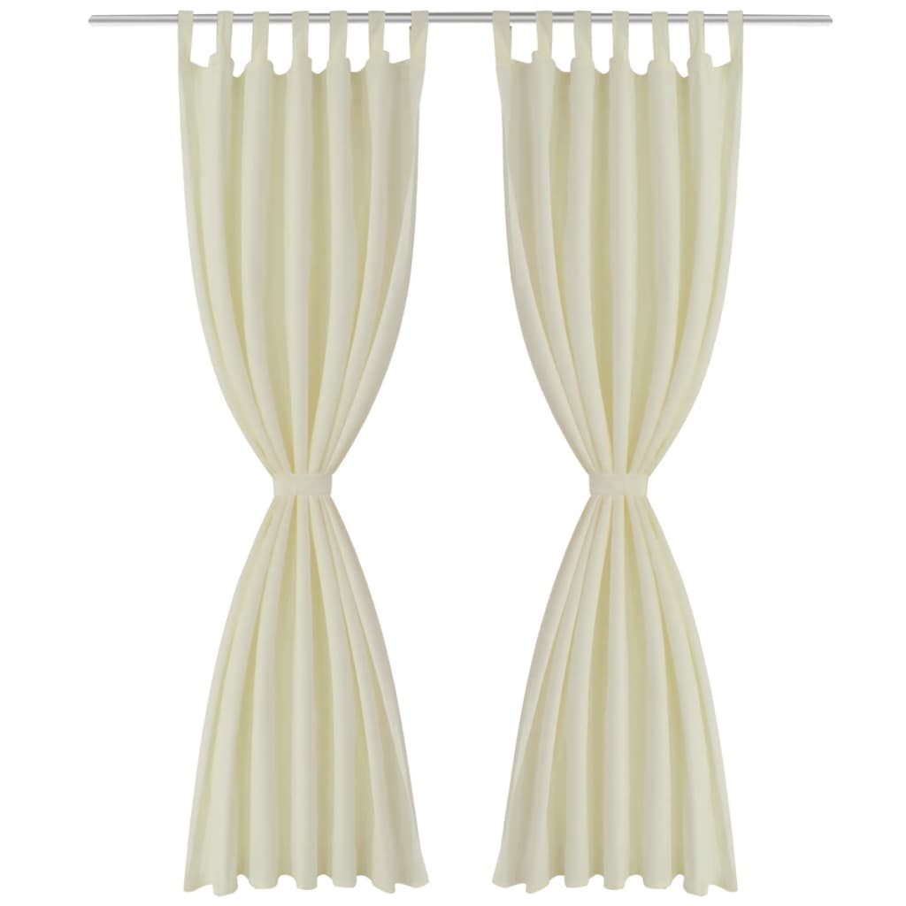 2 pcs Rideau à Passant Micro Satin Crème 140 x 245 cm Rideaux vidaXL