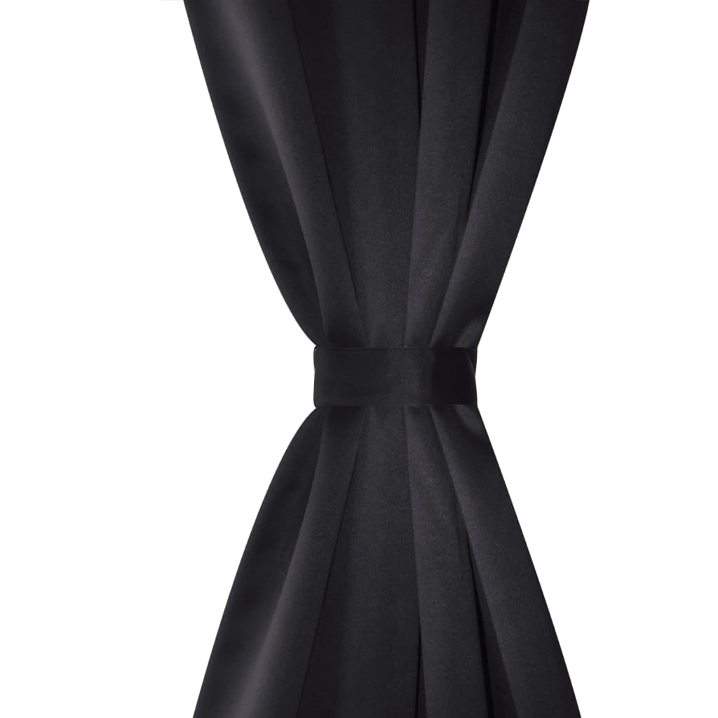 2 pcs Rideau Blackout Occultant Noir avec Œillets en métal 135x245cm Rideaux vidaXL