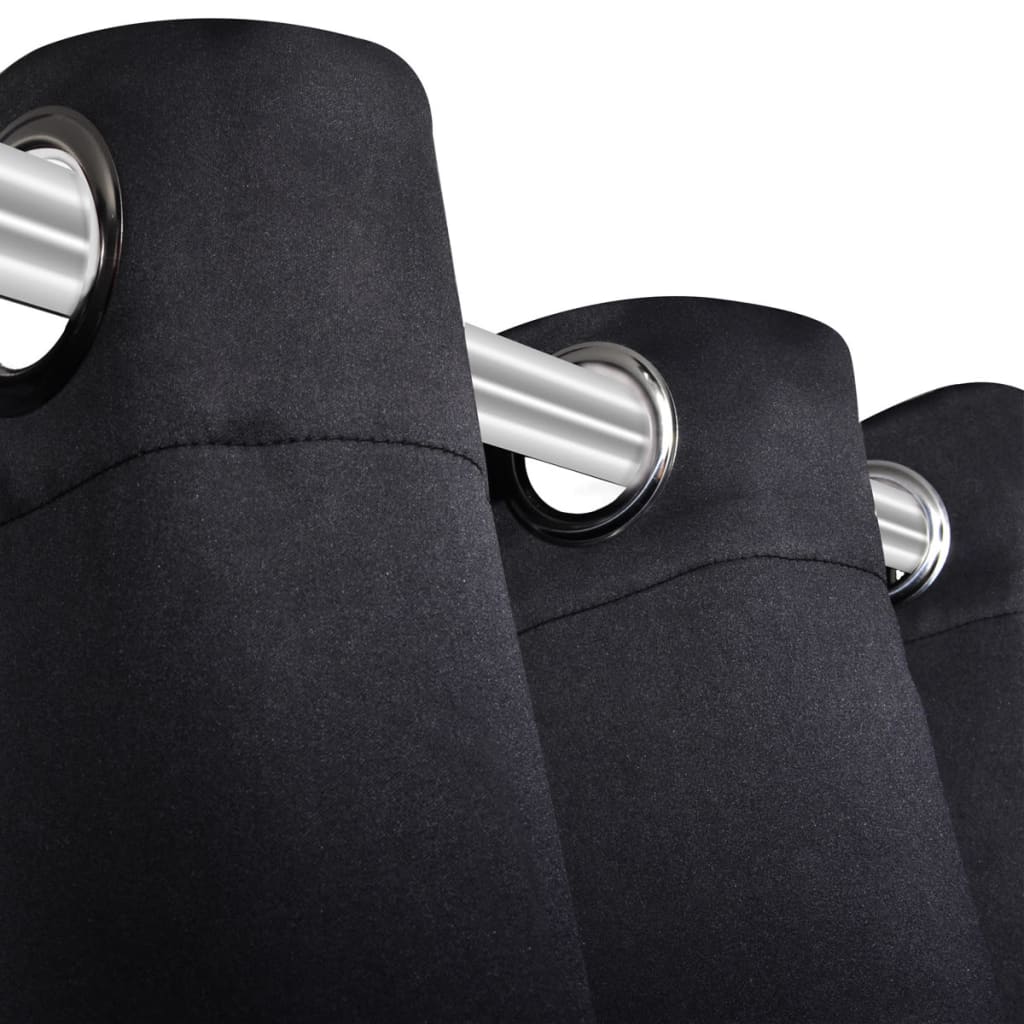 2 pcs Rideau Blackout Occultant Noir avec Œillets en métal 135x245cm Rideaux vidaXL