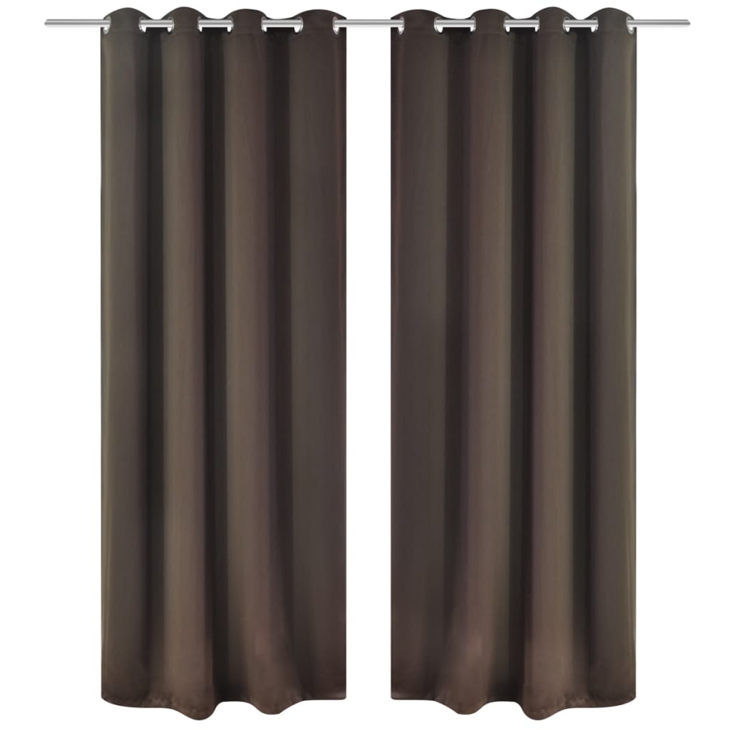 2 pcs Rideau Blackout Occultant Brun avec Œillets en métal 135x245cm