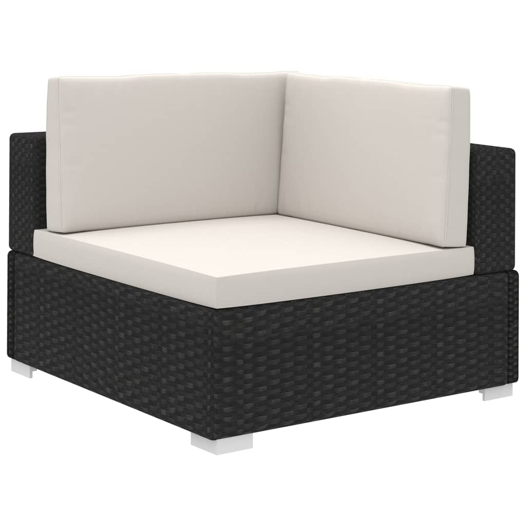 Salon de jardin 6 pcs avec coussins Résine tressée Noir - XIOS