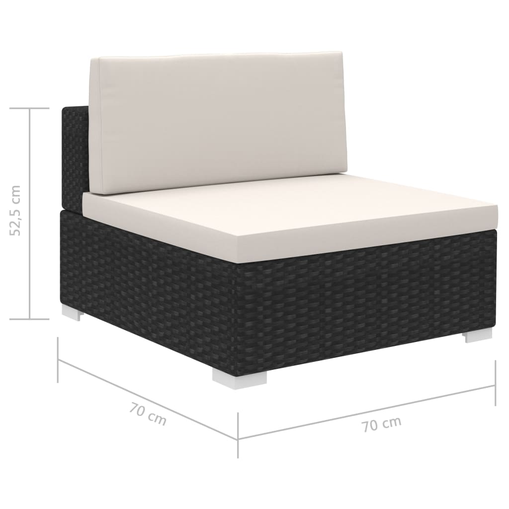 Salon de jardin 8 pcs avec coussins résine tressée noir - XIOS