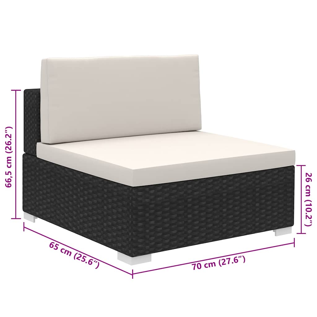 Salon de jardin 8 pcs avec coussins Résine tressée Noir - XIOS
