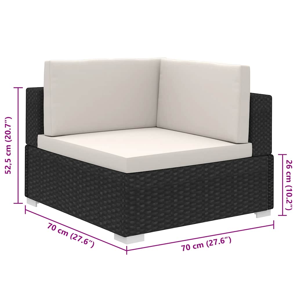 Salon de jardin 8 pcs avec coussins Résine tressée Noir - XIOS