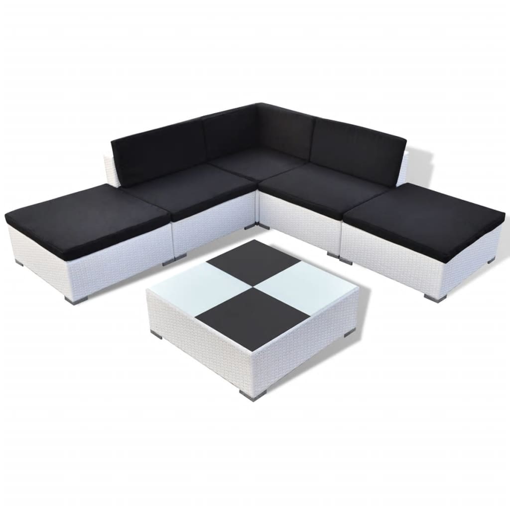 Salon de jardin 6 pcs avec coussins Résine tressée Blanc - XIOS
