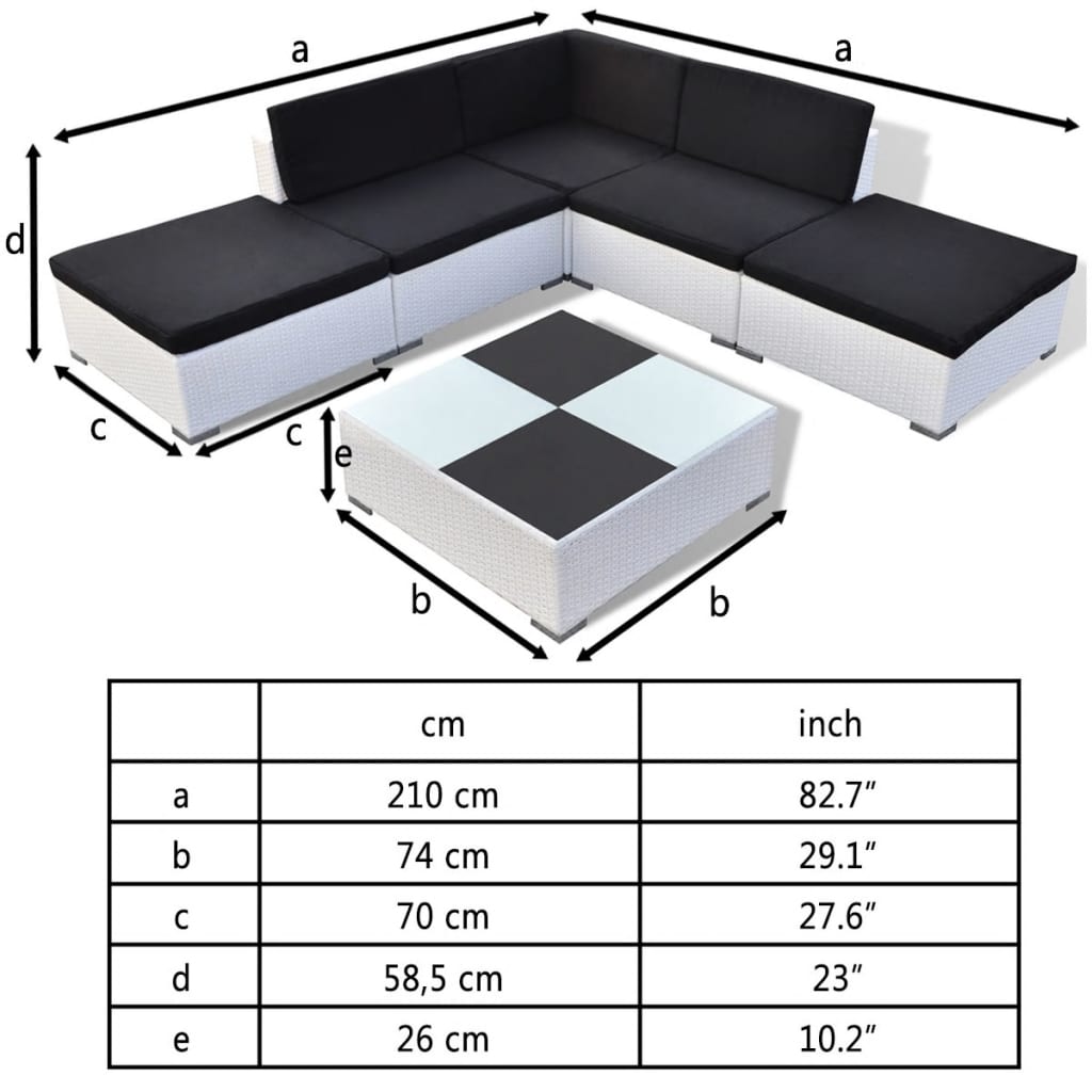 Salon de jardin 6 pcs avec coussins Résine tressée Blanc - XIOS
