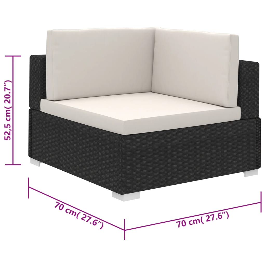 Salon de jardin 6 pcs avec coussins résine tressée noir - XIOS