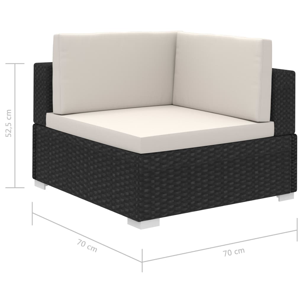 Salon de jardin 8 pcs avec coussins résine tressée noir - XIOS
