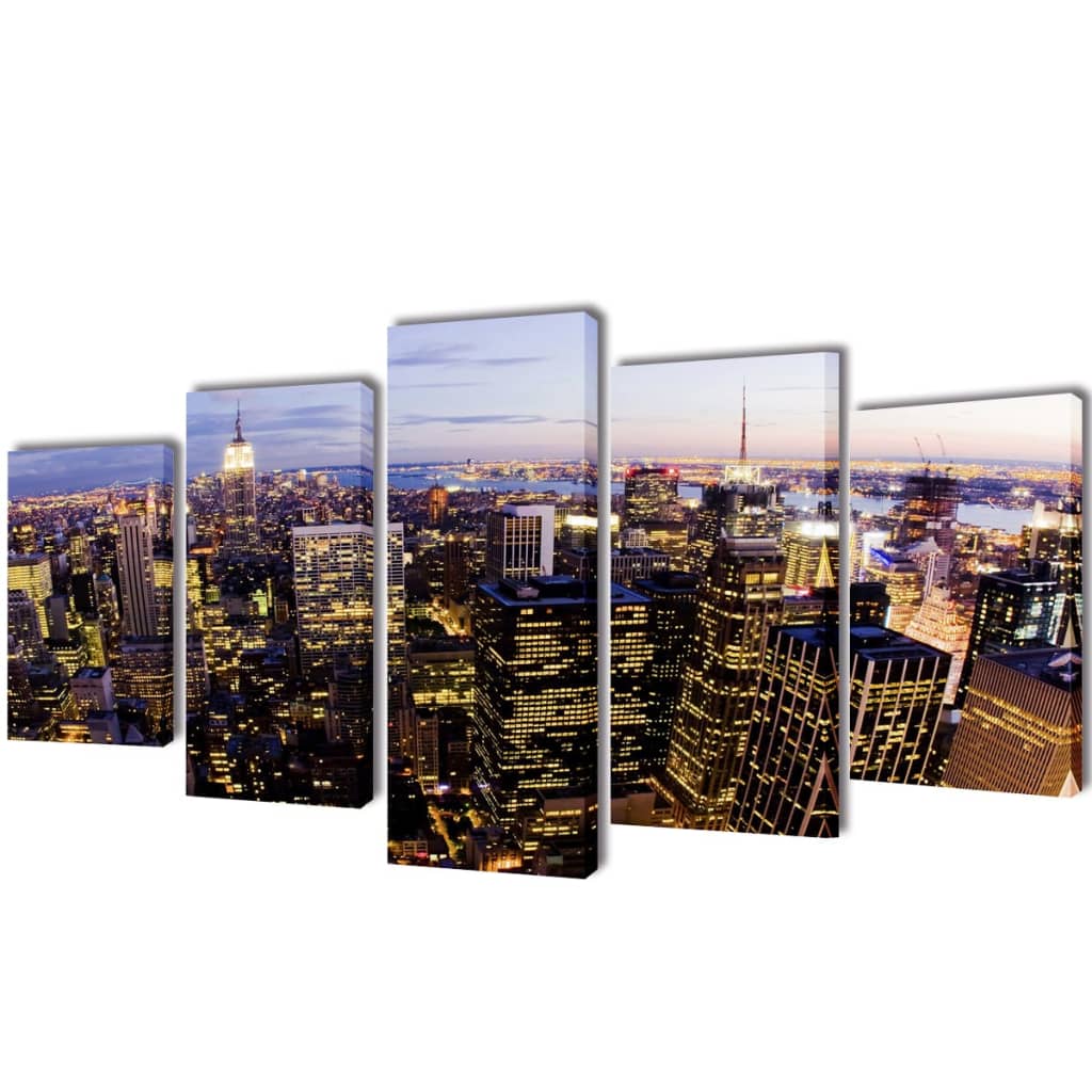 Set de toiles murales imprimées Horizon de New York vu du ciel - XIOS