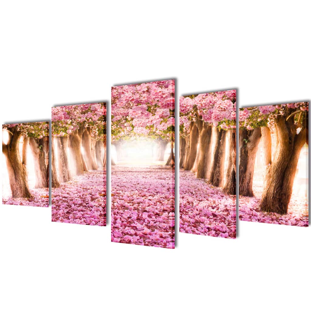 Set de toiles murales imprimées Cerisiers en fleurs 100 x 50 cm - XIOS