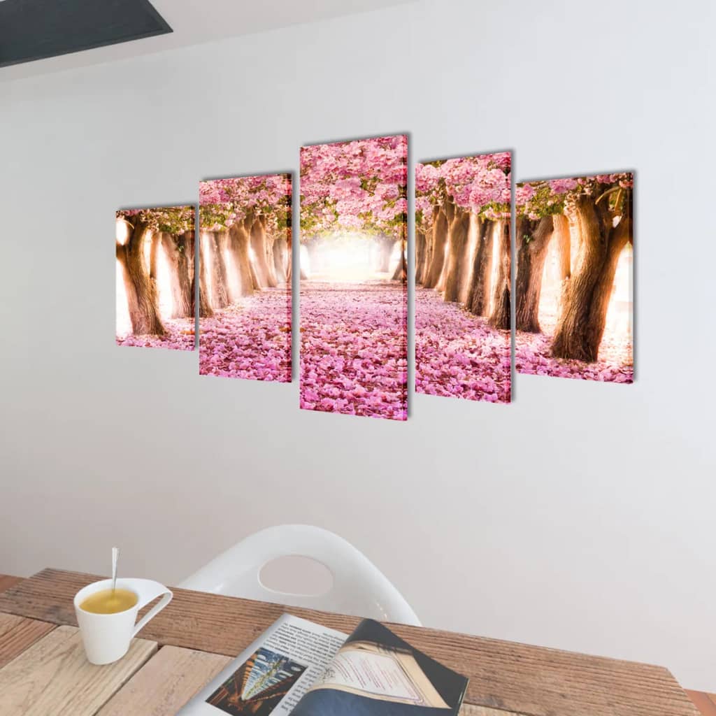 Set de toiles murales imprimées Cerisiers en fleurs 100 x 50 cm - XIOS