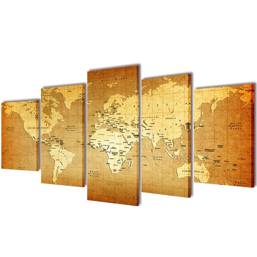 Set de toiles murales imprimées "Carte du monde" 100 x 50 cm - XIOS