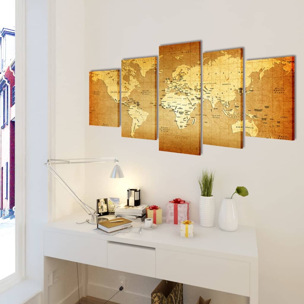 Set de toiles murales imprimées "Carte du monde" 100 x 50 cm - XIOS