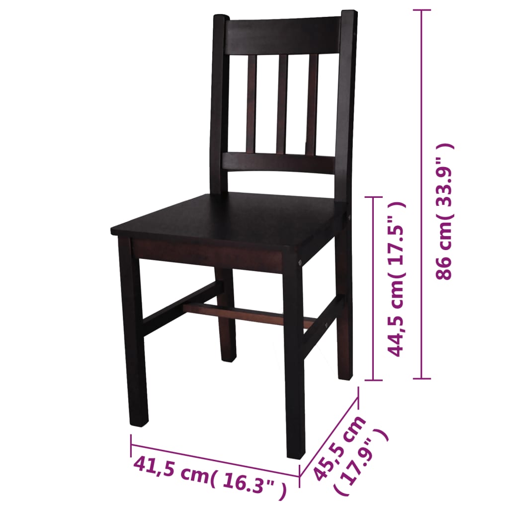 Chaises à manger lot de 2 marron foncé pinède