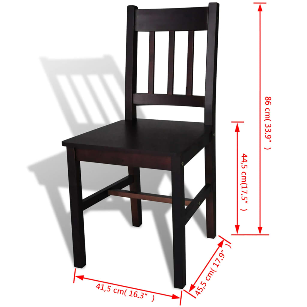 Chaises à manger lot de 4 marron foncé pinède - XIOS