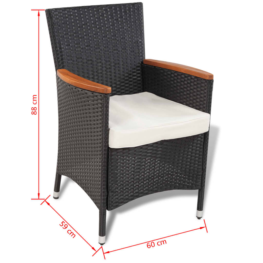 Ensemble à manger d'extérieur 5pcs avec coussins Résine tressée - XIOS