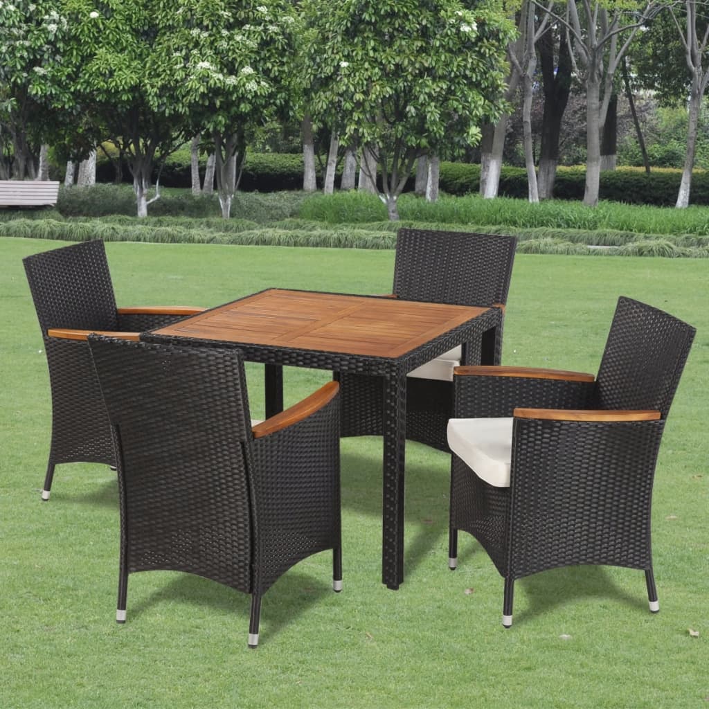 Ensemble à manger d'extérieur 5pcs avec coussins Résine tressée - XIOS