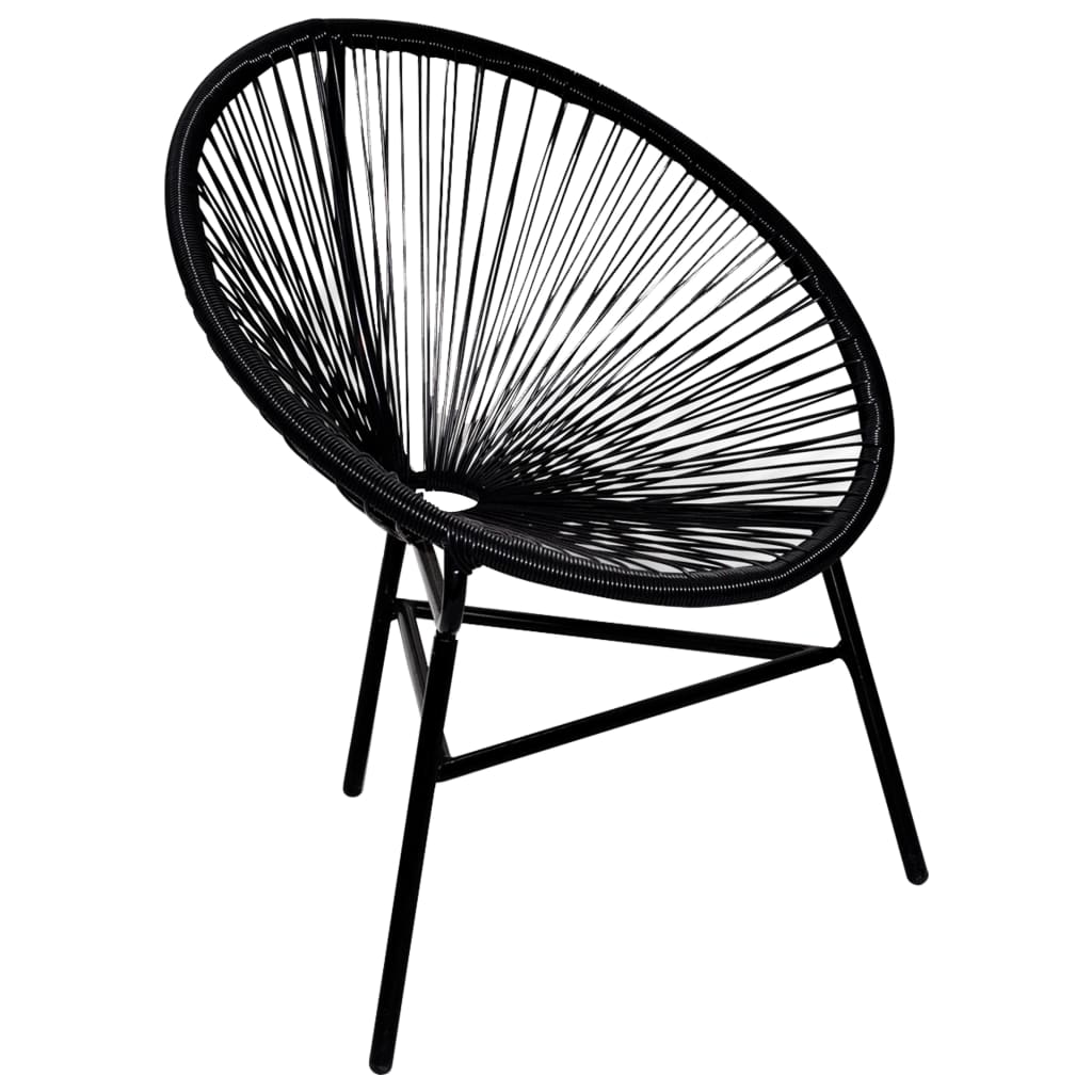 Chaise de jardin forme de lune résine tressée noir Chaises de jardin vidaXL