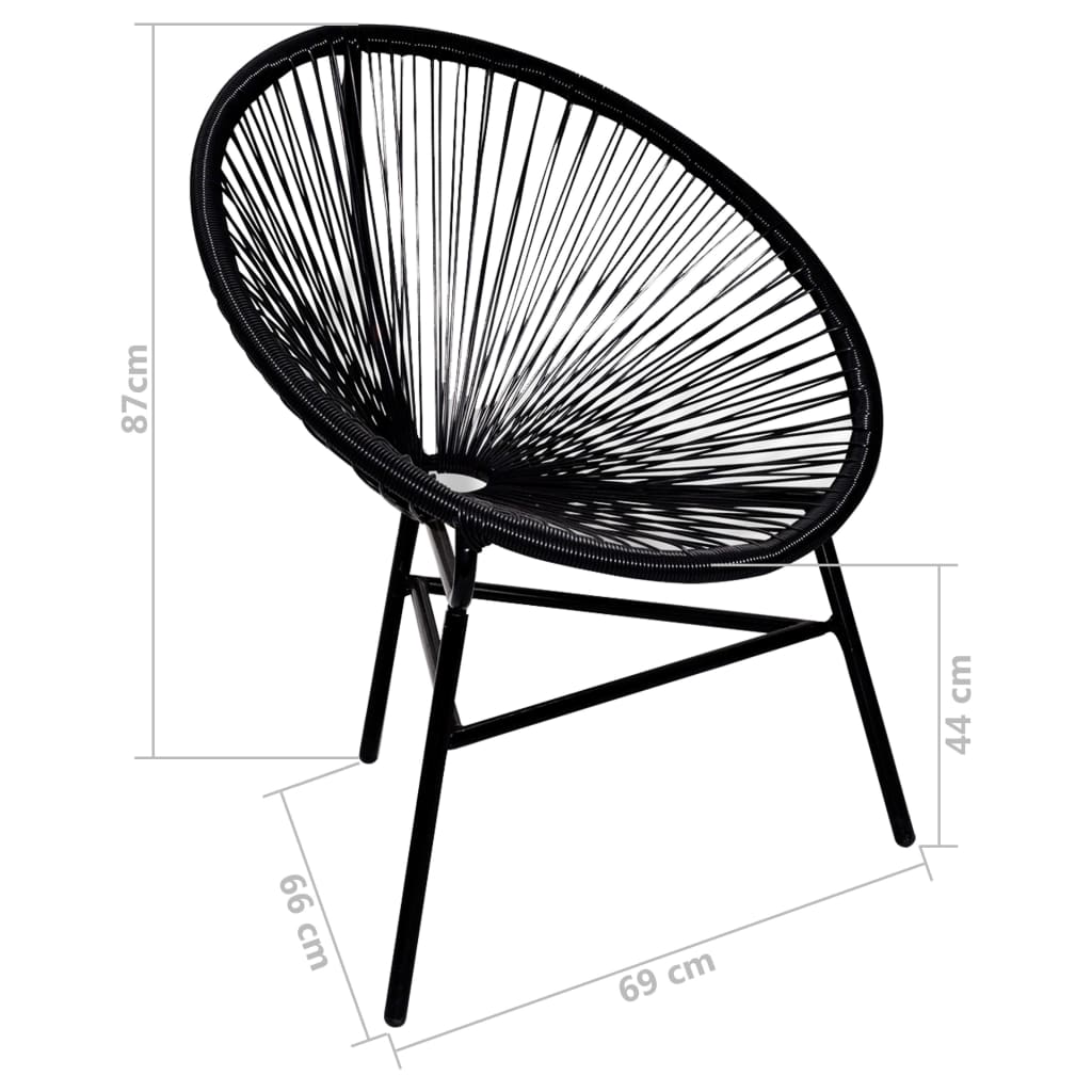 Chaise de jardin forme de lune résine tressée noir Chaises de jardin vidaXL