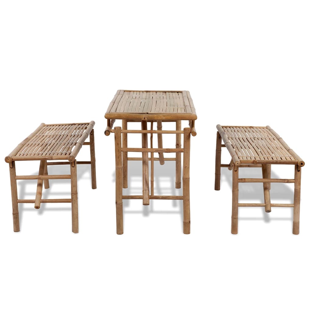 Table de brasserie avec 2 bancs 100 cm Bambou - XIOS