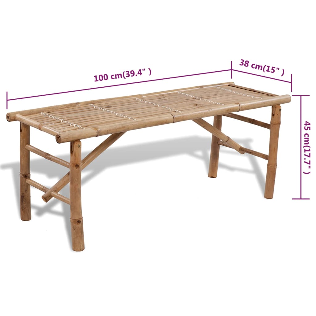 Table de brasserie avec 2 bancs 100 cm Bambou - XIOS
