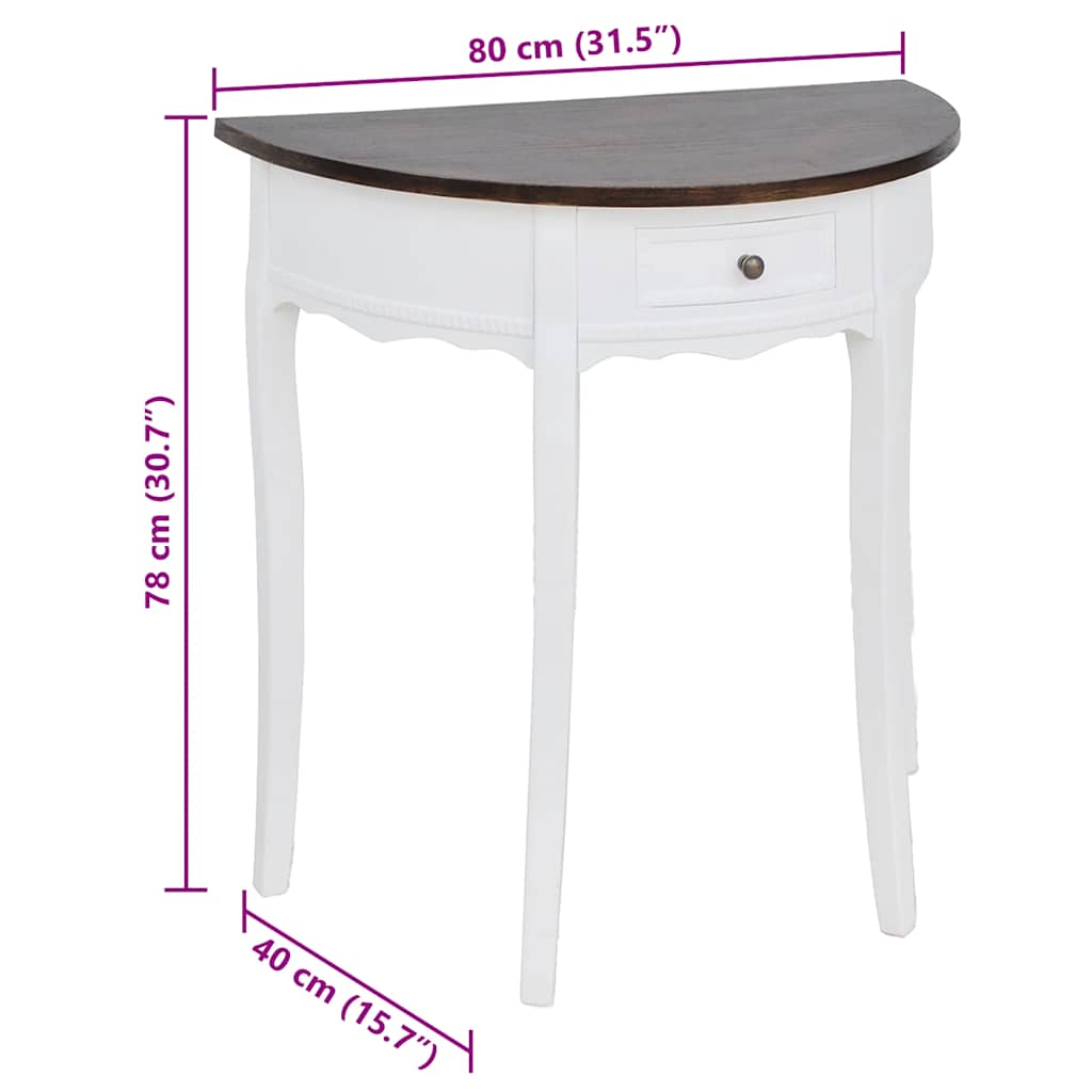 Table console avec tiroir et dessus de table marron Demi-ronde - XIOS