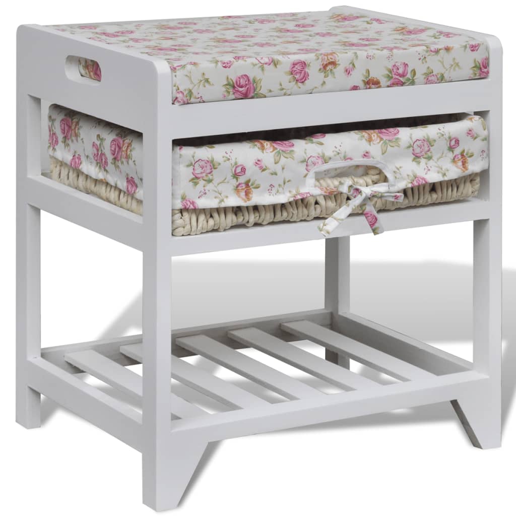 Banc de rangement avec étagère à chaussures et panier Paulownia - XIOS