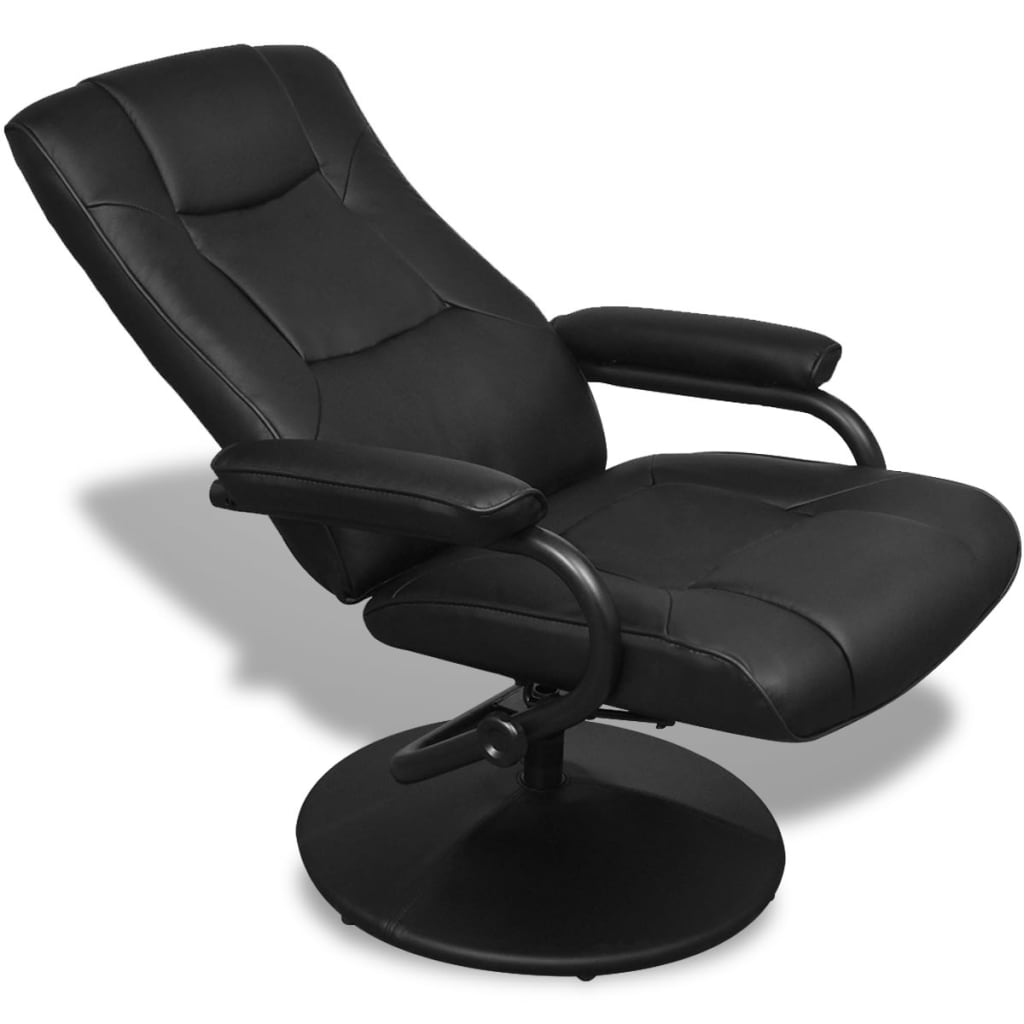Fauteuil TV avec repose-pied Noir Similicuir - XIOS