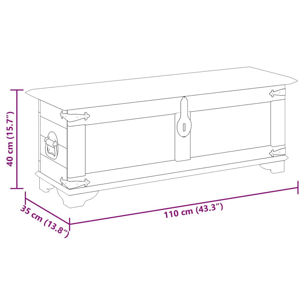 Coffre de rangement Bois de manguier brut - XIOS