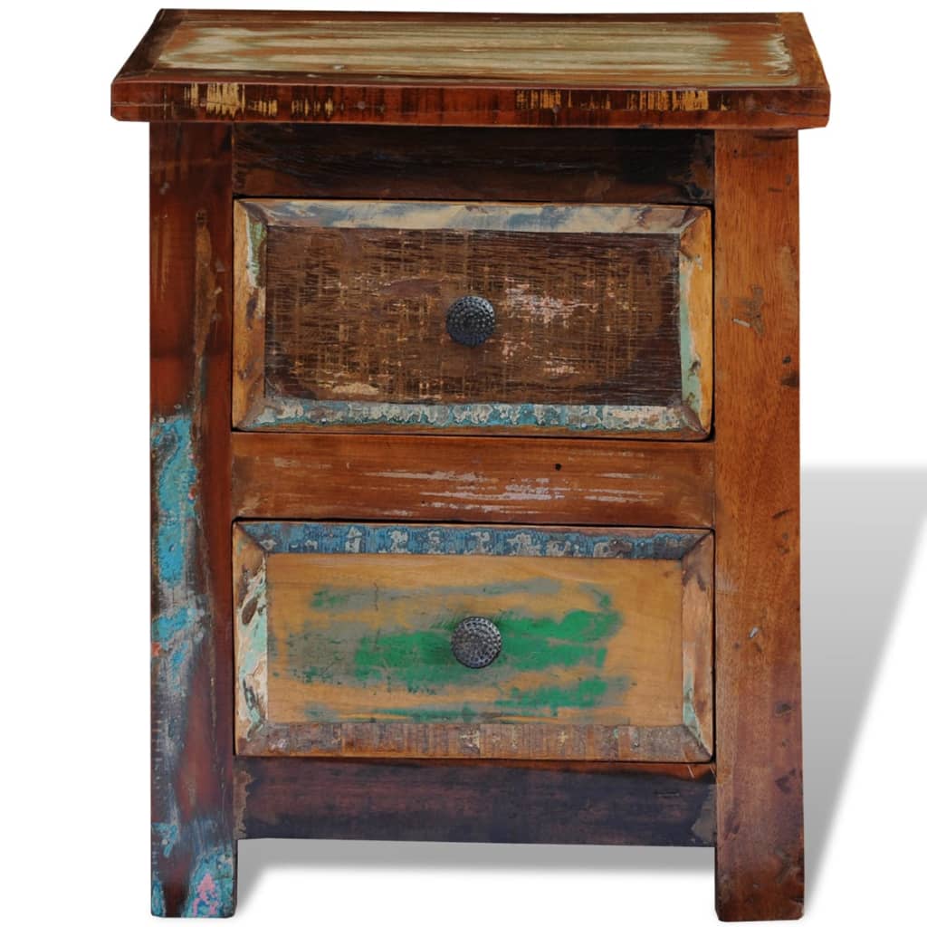 Table de chevet avec 2 tiroirs Bois massif recyclé - XIOS