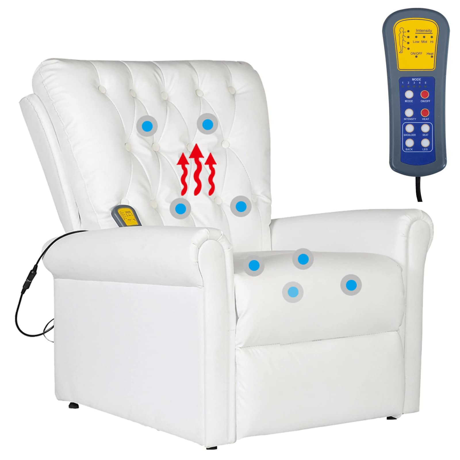 Chaise de massage électrique Blanc crème 78 x 148 x 71 cm - XIOS