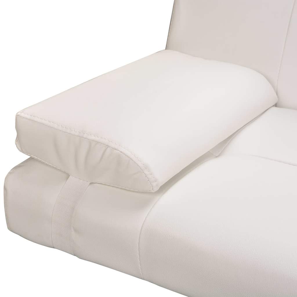 Canapé-lit réglable avec deux oreillers Similicuir Blanc crème - XIOS