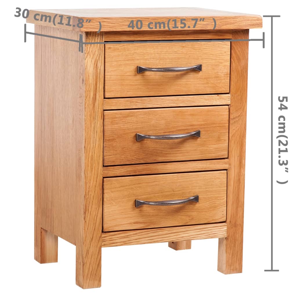Table de chevet avec 3 tiroirs 40x30x54 cm Bois de chêne massif - XIOS